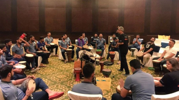 Bonding over Music: Virat Kohli & Co jam over drums with Vasundhara Das