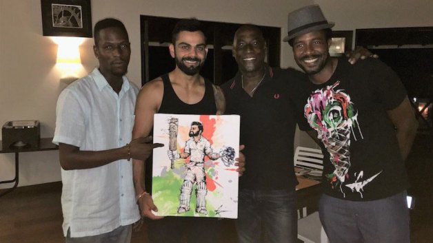 viv richards son captures virat kohli s double ton in painting 4085 Viv Richards' son captures Virat Kohli's double-ton in painting