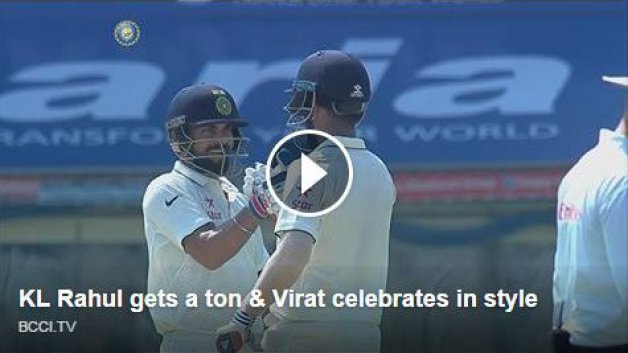 watch kohli celebrates rahul s century in unique style 7239 WATCH: Kohli celebrates Rahul's century in unique style