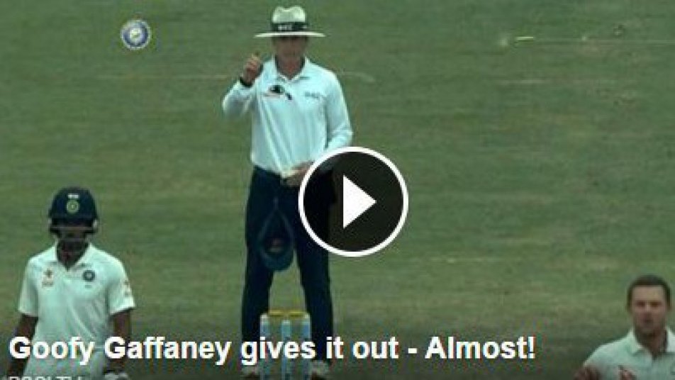 umpire gaffaney almost gives a heart attack to pujara others burst in laughter 8866 Umpire Gaffaney almost gives a heart attack to Pujara; others burst in laughter