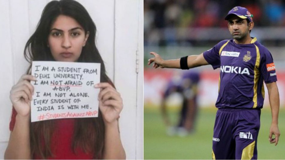 gurmehar kaur row now gautam gambhir enters the debate 8569 Gurmehar Kaur row: Now, Gautam Gambhir enters the debate