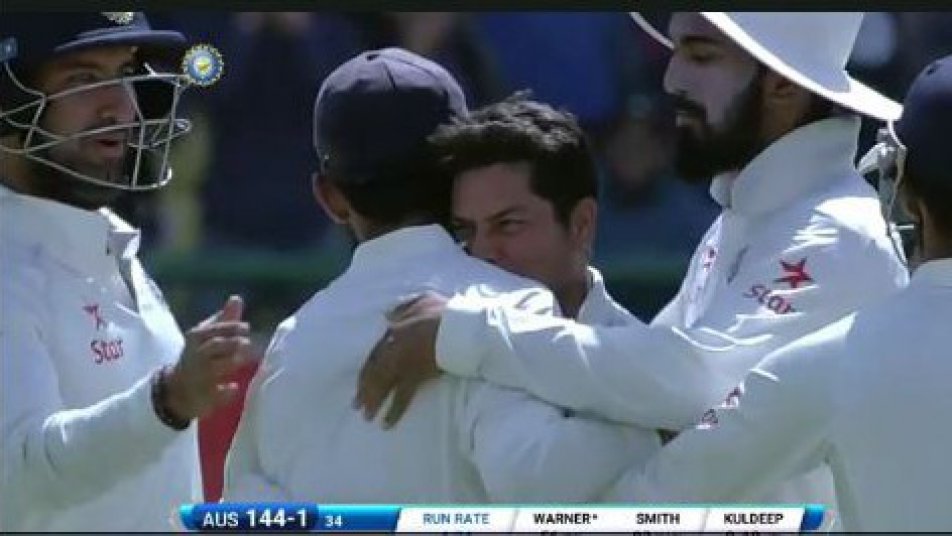 watch kuldeep yadav couldn t hold back his tears after getting his 1st test wicket 8970 WATCH: Kuldeep Yadav couldn't hold back his tears after getting his 1st Test wicket