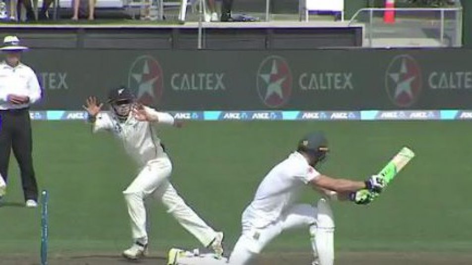 latham takes a blinder at short leg to dismiss du plessis 8981 Latham takes a blinder at short leg to dismiss Du Plessis