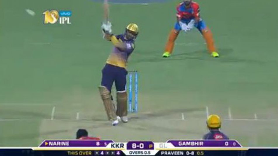 watch sunil narine wreaks havoc against gujarat lions 9529 WATCH: Sunil Narine wreaks havoc against Gujarat Lions