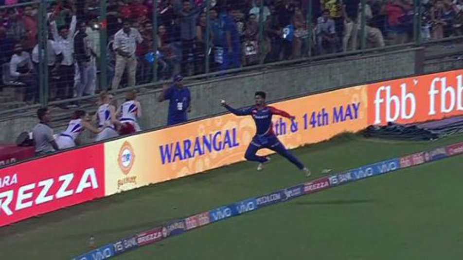 watch shreyas iyer hops across boundary rope to save six 9967 WATCH: Shreyas Iyer hops across boundary rope to save six