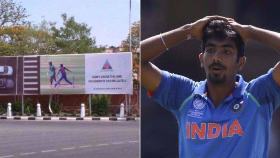 jasprit bumrah hits out at jaipur police for don t cross the line billboard 10693 Jasprit Bumrah hits out at Jaipur Police for 'don't cross the line' billboard