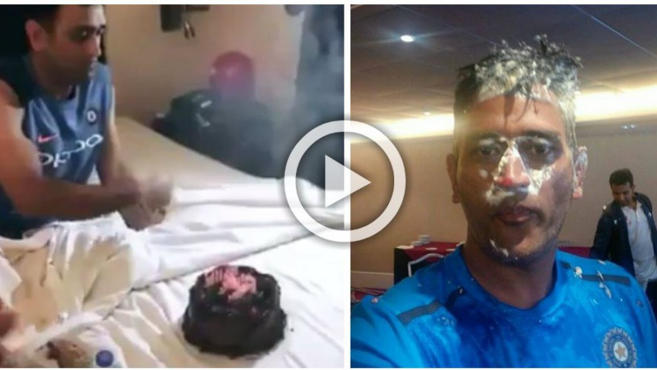WATCH: Dhoni's b'day celebrations, wife Sakshi sings 'Happy B'day', Pandya smears cake