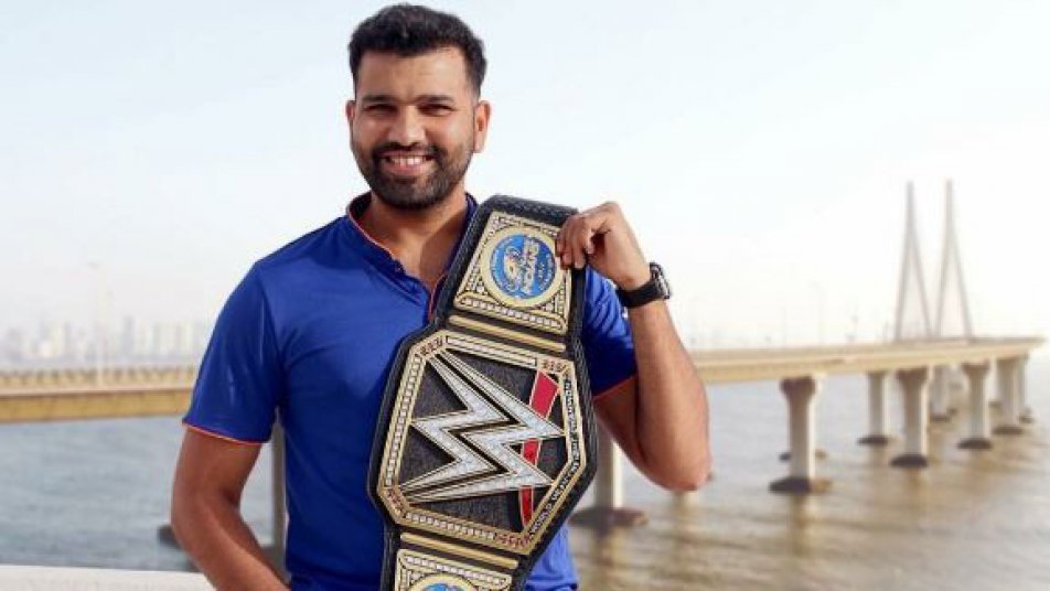 rohit sharma recieves special gift from wwe star triple h 11058 Rohit Sharma recieves special gift from WWE star Triple H
