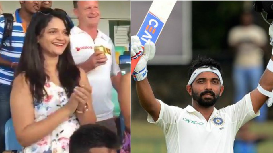 ajinkya rahane and wife radhika divided by a boundary rope but united by a century 11437 Ajinkya Rahane and wife Radhika: Divided by a boundary rope but united by a 'century'