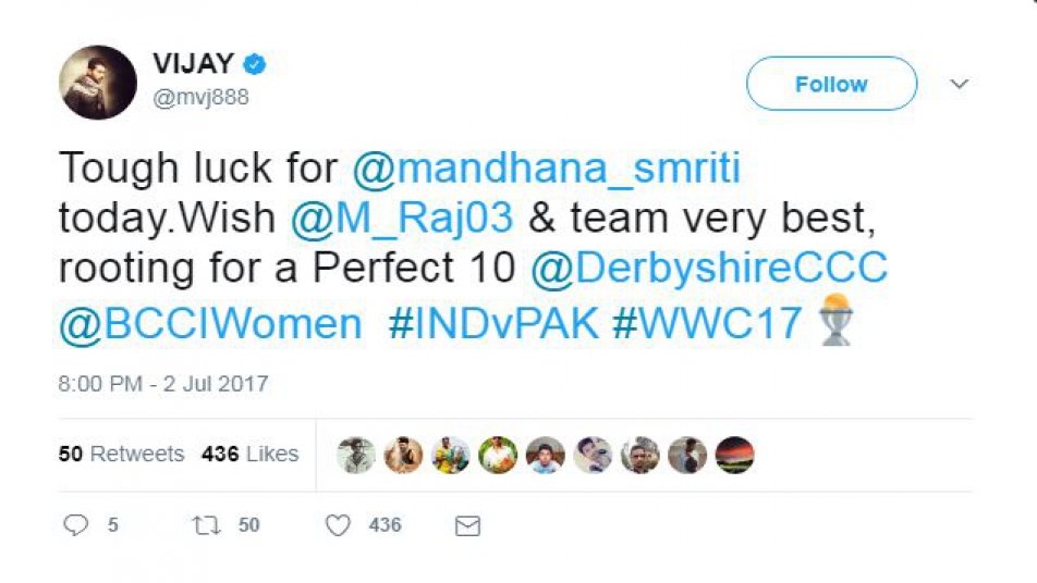 India Test opener Murali Vijay had encouraged Mithali Raj’s team to make a perfect a 10 against arch-rivals Pakistan and the team kept their promise by delivering a clinical performance.