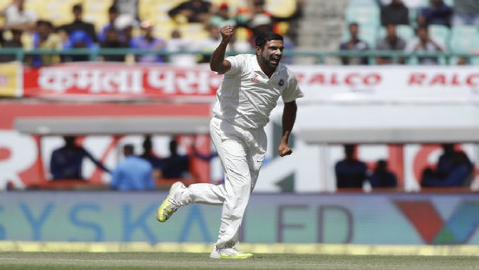 And when India came on to bowl, Ashwin was straight away in action as he sent back Upul Tharanga for a duck. 12 overs later he also accounted for Tharanga’s opening partner Karunaratne, taking his wickets tally to 281. (Photo: AP)