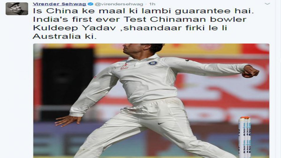 Virender Sehwag hails Kuldeep Yadav after his impressive debut