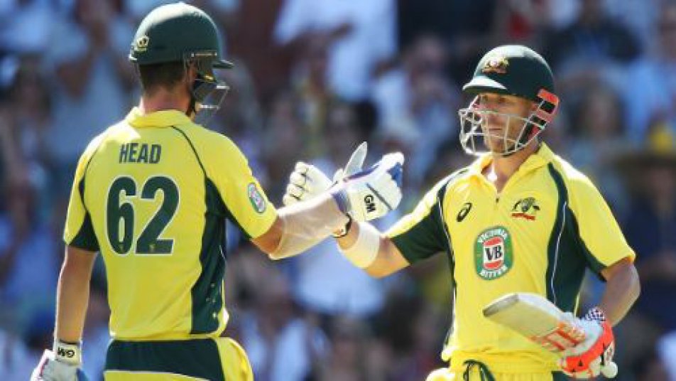 Warner was not alone. His opening partner Travis Head slammed 128 and duo put together a record 284 run opening stand, the highest ever for Australia and the second highest in ODI cricket, only 2 runs behind Jayasurya and Tharanga’s 286 run partnership. (Photo: @Cricketaus)