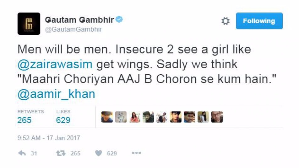Gautam Gambhir tweets on