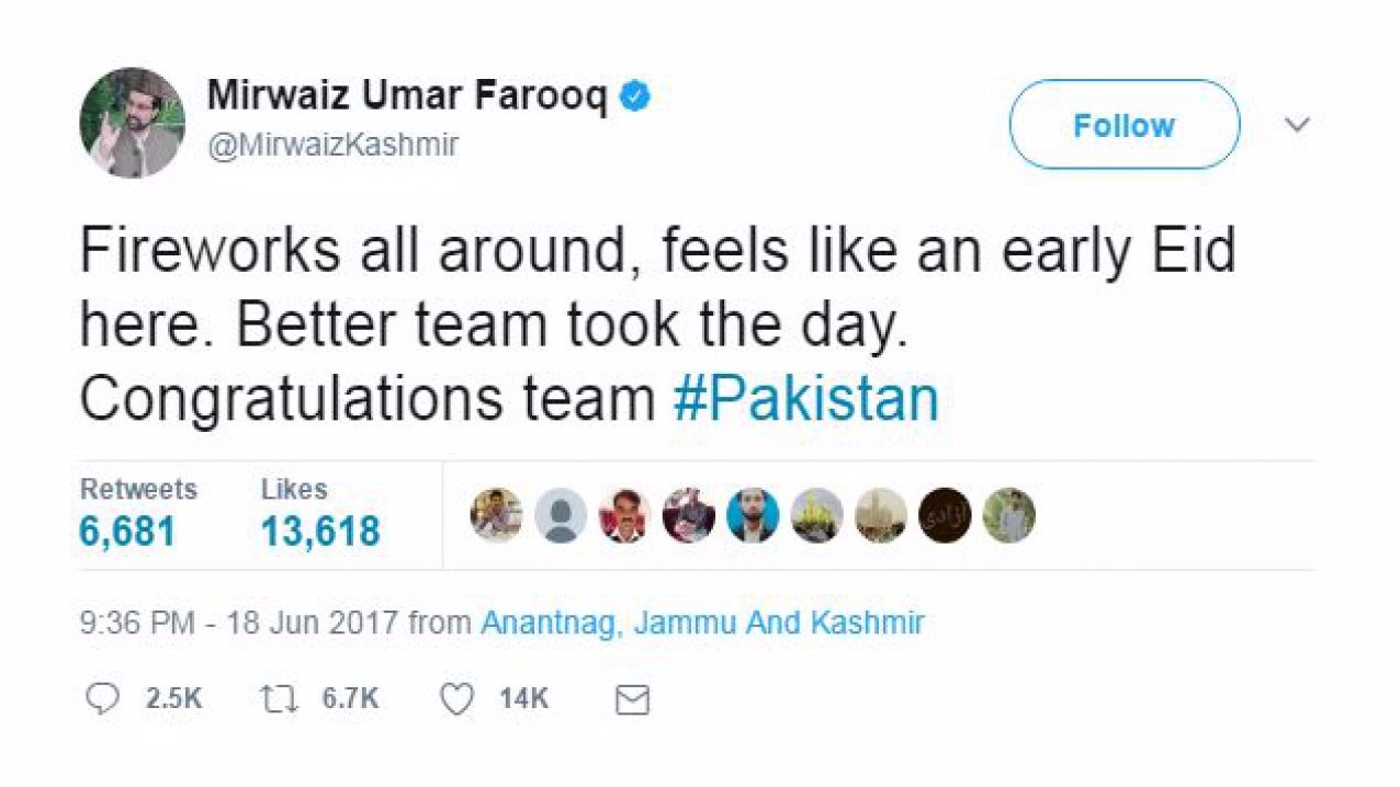 Gambhir shuts up Hurriyat chairman for his pro-Pakistan tweet