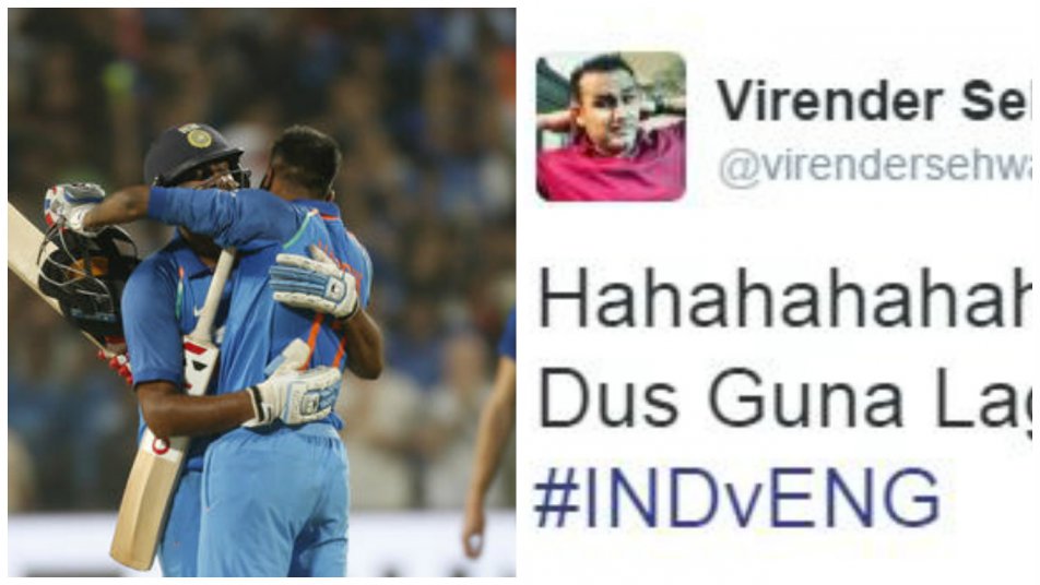Sehwag trolls England badly as soon as India hit the winning runs