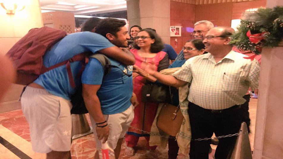This is how Karun Nair celebrated his 300 in the Team hotel