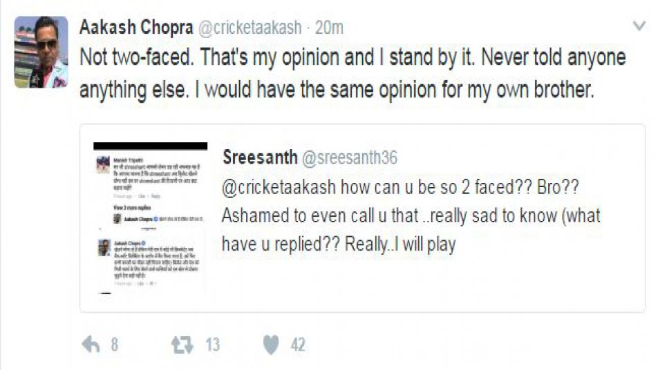 Aakash Chopra then defended his comments by stating that he would have said the same thing even in the case of his own brother. 