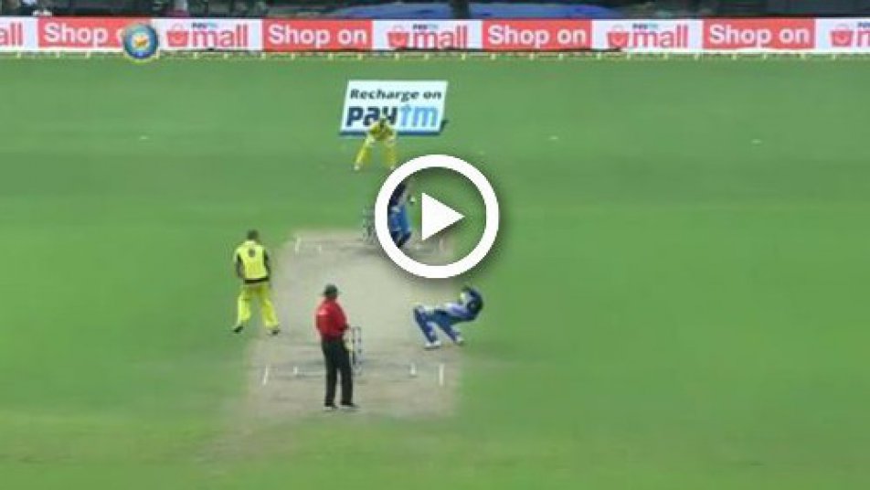 watch bhuvneshwar floors hardik pandya with rocket straight drive 12207 WATCH: Bhuvneshwar floors Hardik Pandya with rocket straight drive