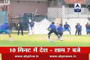 Running between the wickets was focused upon during net practice in Bangalore