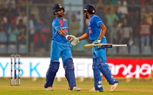 live score india vs nz 1st t20i delhi dhawan rohit half centuries take india to 2023 Dhawan, Rohit half centuries take India to 202/3