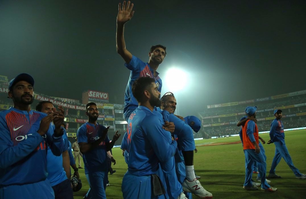 Virat Kohli and Shikhar Dhawan even carried their senior state mate on their shoulders. (Photo: AP)