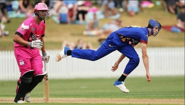 for first time ever cricket sees a helmet wearing bowler For first time ever, cricket sees a helmet-wearing bowler