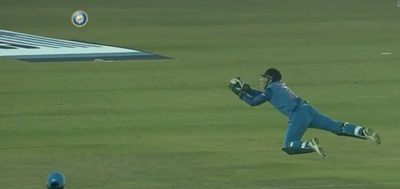 watch ms dhoni takes an absolute screamer WATCH: MS Dhoni takes an absolute screamer