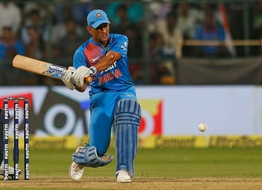 watch dhoni dances down the track to whack humongous six WATCH: Dhoni dances down the track to whack humongous six