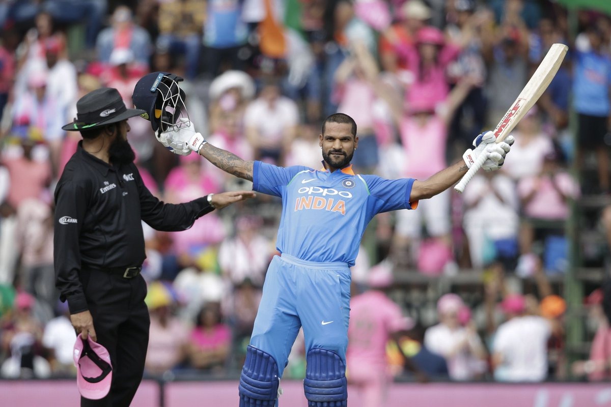 Indian opener Shikhar Dhawan, on Saturday, became the first Indian cricketer to score a century in his 100th One-day International.