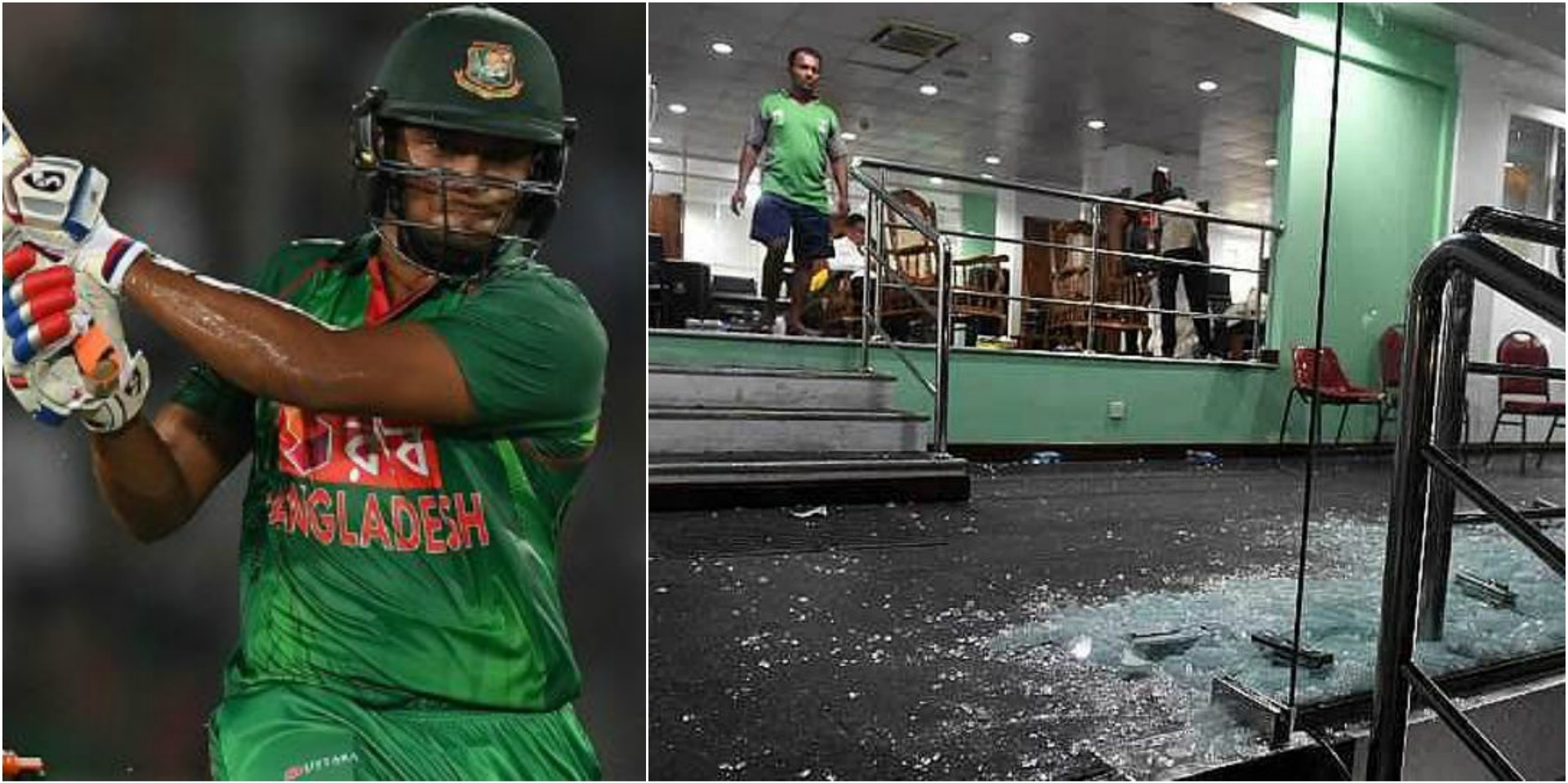 shakib al hasan broke dressing room glass in colombo Shakib Al Hasan broke dressing room glass door in Colombo