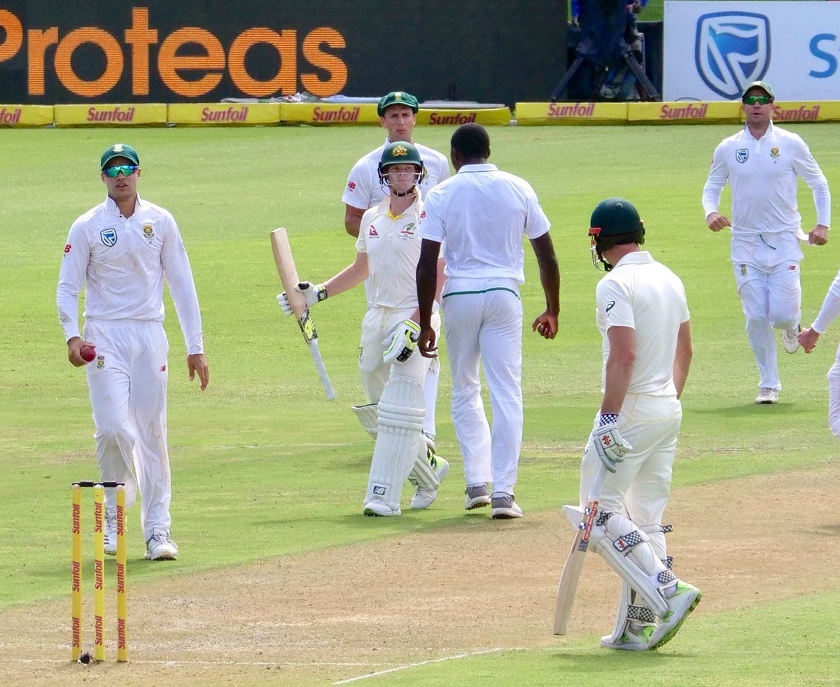 Shoulder contact with Smith during wicket celebration to cost Rabada?