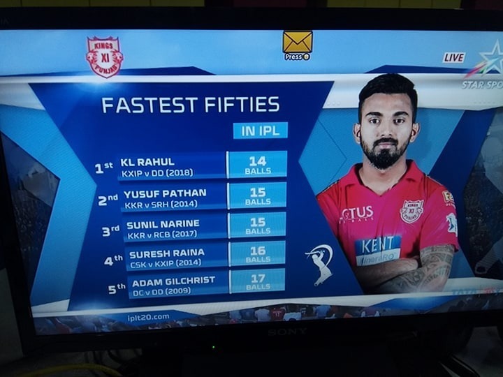 Rahul hits fastest IPL fifty in 14 balls