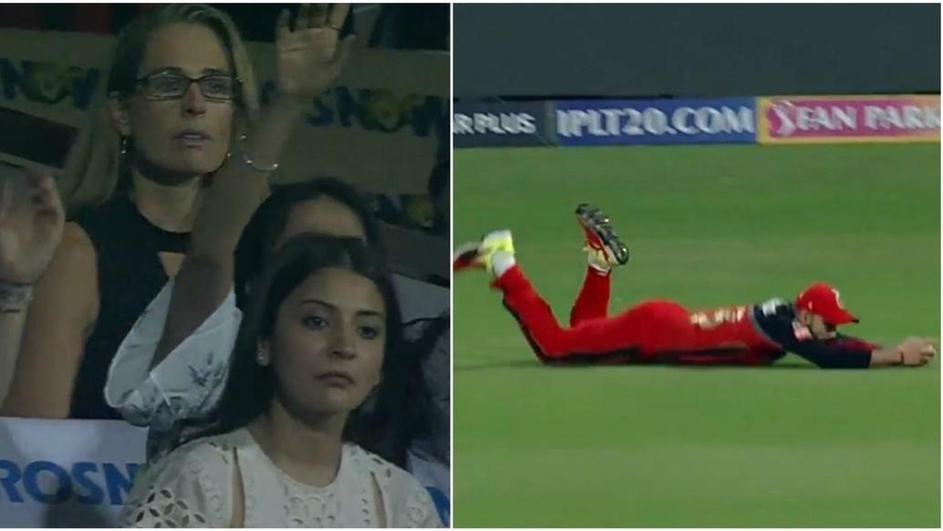 watch virat takes a flying catch leaves anushka sharma stunned WATCH: Virat takes a flying catch, leaves Anushka Sharma stunned