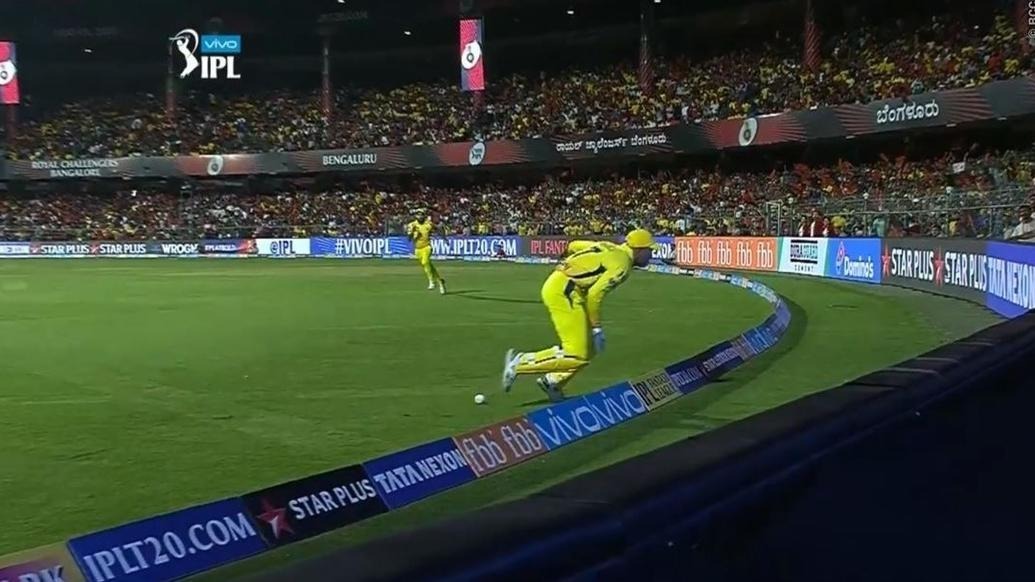 WATCH: With his pads and gloves on, MSD runs, saves boundary