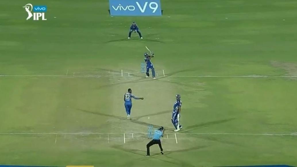 watch rocket strike from pandya almost knocks out the umpire WATCH: Rocket strike from Pandya almost knocks out the umpire