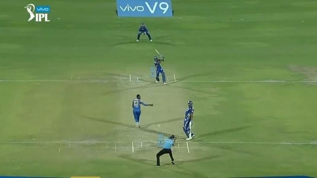 WATCH: Rocket strike from Pandya almost knocks out the umpire
