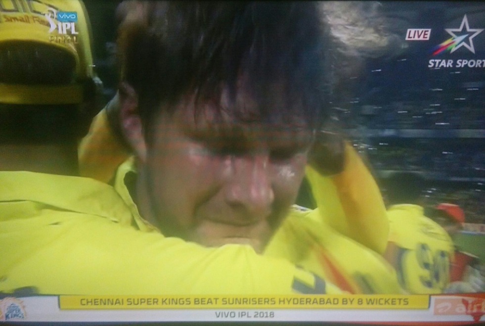 While it was not absolutely clear whether Watson was really crying or not but he was seen hugging Imran Tahir for a long time after the match ended.