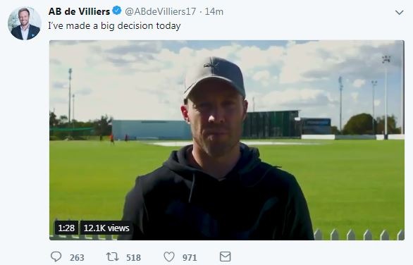 AB de Villiers announces retirement from international cricket with ...