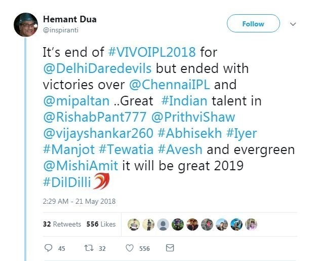Interestingly, none of Dua’s tweets had Gambhir’s name on it. Dua named Pant, Morris, Rabada, Shaw, Iyer, Mishra, Tewatia, Avesh and a host of other Daredevils players, who he believed will form the ‘core team’ in the next season.