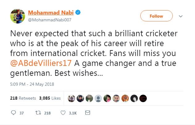 Social Media was flooded with requests for de Villiers to reconsider his decision of retiring from international cricket. Some even gave example of Argentine football great Lionel Messi’s decision come out of retirement. 