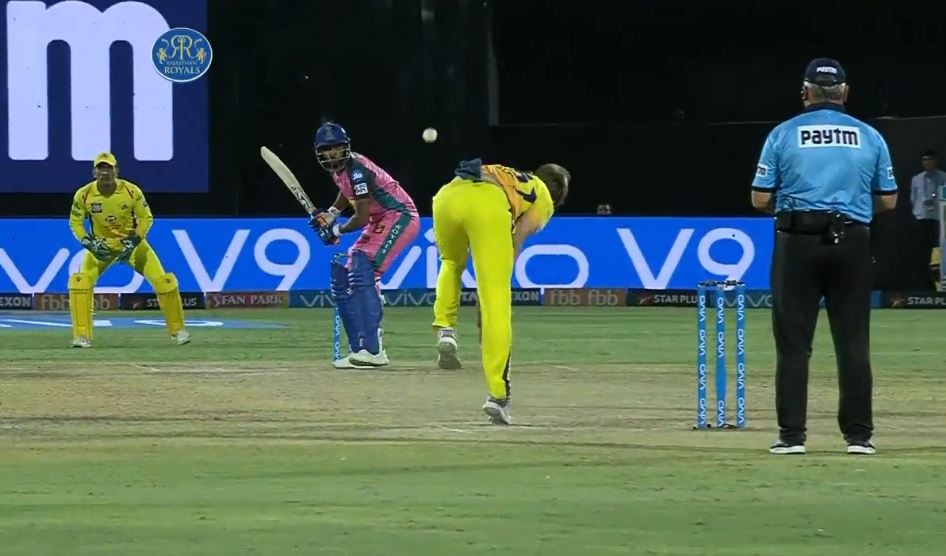 The England left-armer missed his length twice and on both occasions, Krishnappa Gowtham deposited him deep into the stands. 