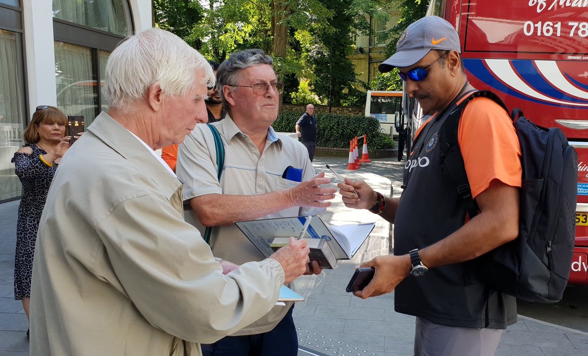 Head coach Ravi Shastri surrounded by his fans in London/ Courtesy: Twitter