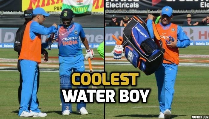 Dhoni turns water boy and his pictures go viral on social media