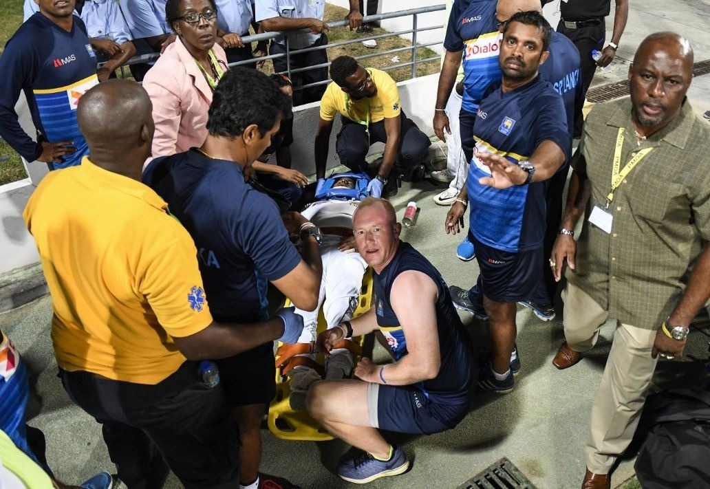 Perera rushed to hospital in an ambulance, cleared of serious injuries later