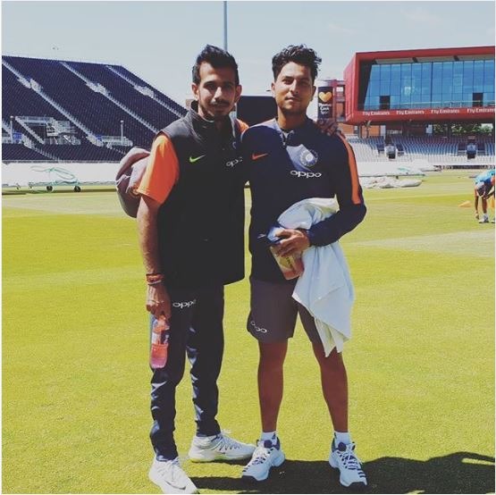 And the spin-duo, Yuzvendra Chahal and Kuldeep Yadav, getting clicked during the training session. They troubled the Englishmen in the first game and ready to attack in the 2nd/ Photo Courtesy: Instagram