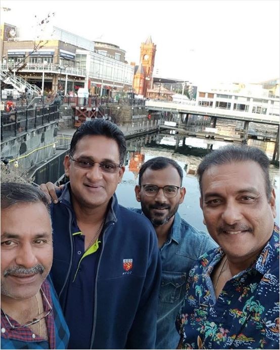 The big daddy and his associates exploring England streets. Head coach Ravi Shastri and other coaching staff garnering a few English memories/ Photo Courtesy: Instagram