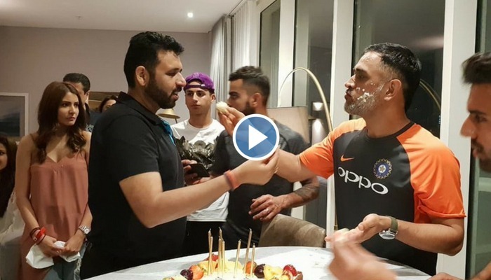 WATCH: Dhoni celebrates b'day with team and family, Anushka joins the party