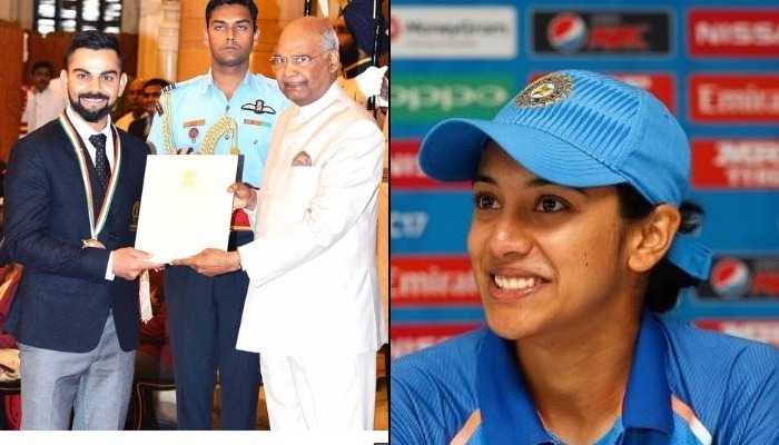 bcci congratulates virat kohli smriti mandhana for receiving national sports awards BCCI congratulates Kohli, Mandhana for receiving national sports awards