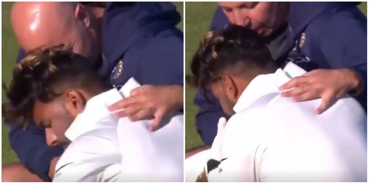 pant throws up after ashwins jaffer hits him on throat Pant throws up after Ashwin's jaffer hits him on throat